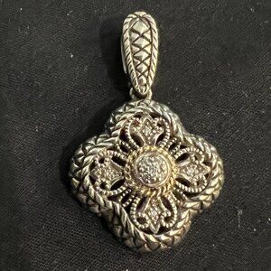 INTRICATE STERLING SILVER WITH GOLD AND STONES PENDANT